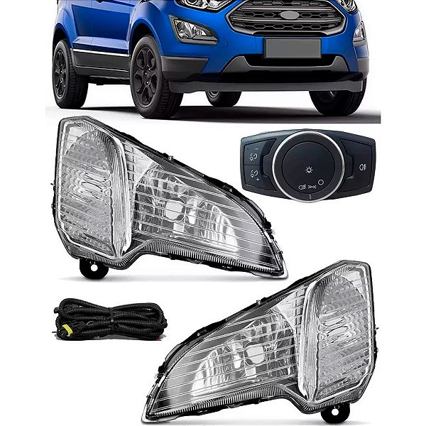 Kit Farol de Milha Auxiliar Ecosport 2018 até 2020 Botão Modelo Original - Shocklight
