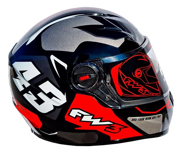 Capacete Moto Fechado FW3 GTX 43 Tamanho 60 Viseira Cristal 2mm ABS Óculos Interno Fumê Proteção UV Grafite
