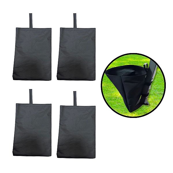 Conjunto 4 Sacos Pretos para Peso de Areia Para Gazebo Universal 32x22cm Importway