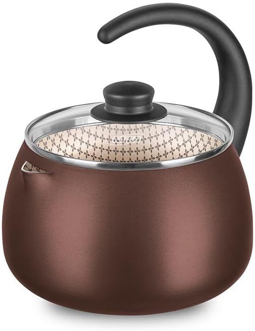 Chaleira Flora MTA 2.0 Litros Alumínio Tampa de Vidro Cabo Baquelite Livre PFOA Cor Chocolate