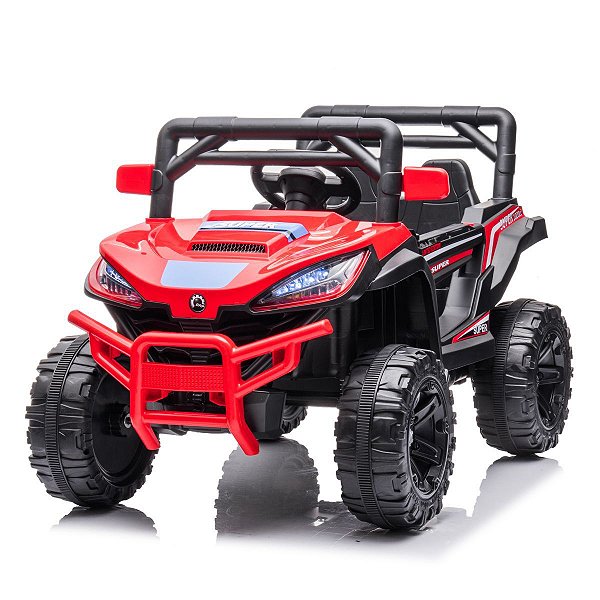 Carrinho Eletrico Mini UTV 12v Vermelho Controle Remoto Velocidade Max 3.5km/h USB Luz Som
