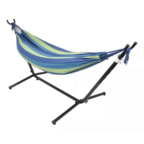 Rede de Descanso Dormir com Suporte Desmontável Área de Lazer Camping Importway IWSRR-AZ Azul
