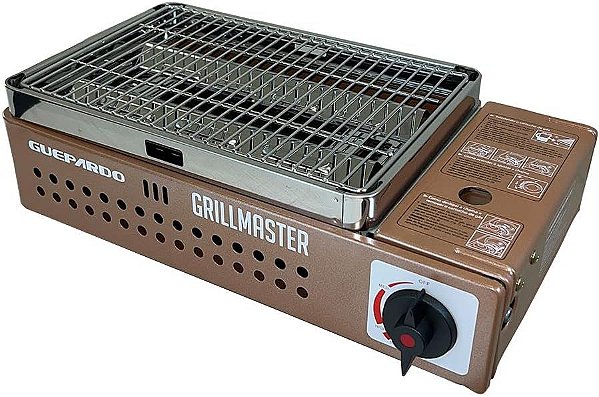 Fogareiro Churrasqueira Horizontal GrillMaster Prata Aço Inox Camping Pescaria - Guepardo