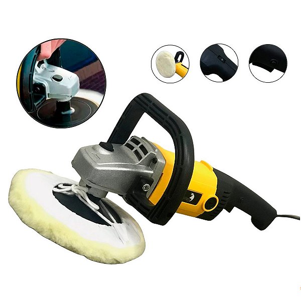Politriz Angular Automotiva 1600W 6 Velocidades Polidora Elétrica Carros Motos Barcos