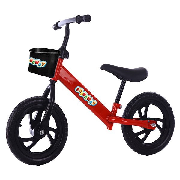 Bicicleta Vermelha Unissex Infantil Equilibrio Balance Aro 12 Sem Pedal Pneus EVA BW152 - Importway
