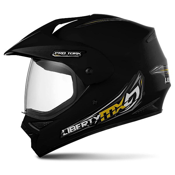 Capacete Moto Trial Liberty MX Pro Vision Tamanho 58 Cor Preto Fosco Inmetro - Pro Tork
