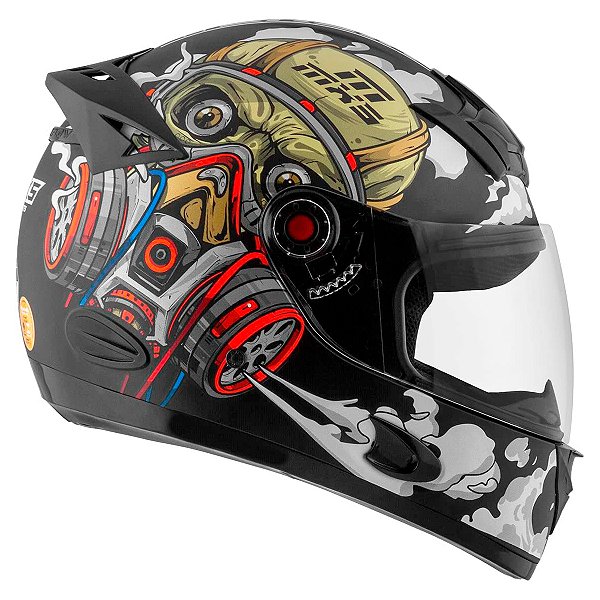 Capacete Moto Fechado Viseira Cristal Mixs Helmets MX5 Vlrus Fosco Inmetro Tamanho 60 - Pro Tork