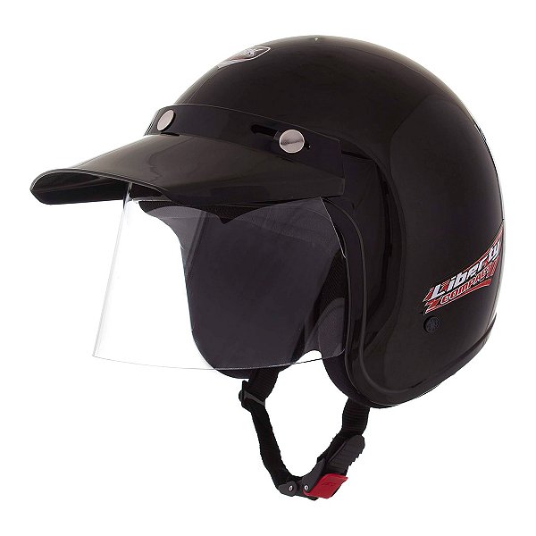 Capacete Moto Aberto Liberty Compact Preto Viseira Cristal Inmetro Tamanho 58 - Pro Tork