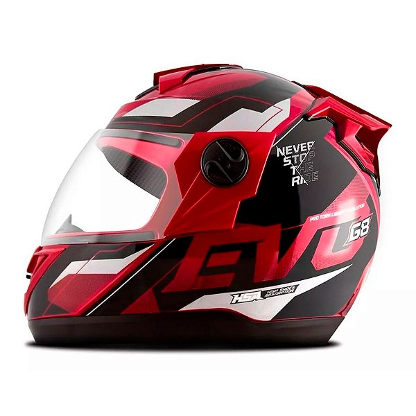 Capacete Moto Fechado Preto Vermelho G8 EVO Viseira Cristal Inmetro Tamanho 58 - Pro Tork