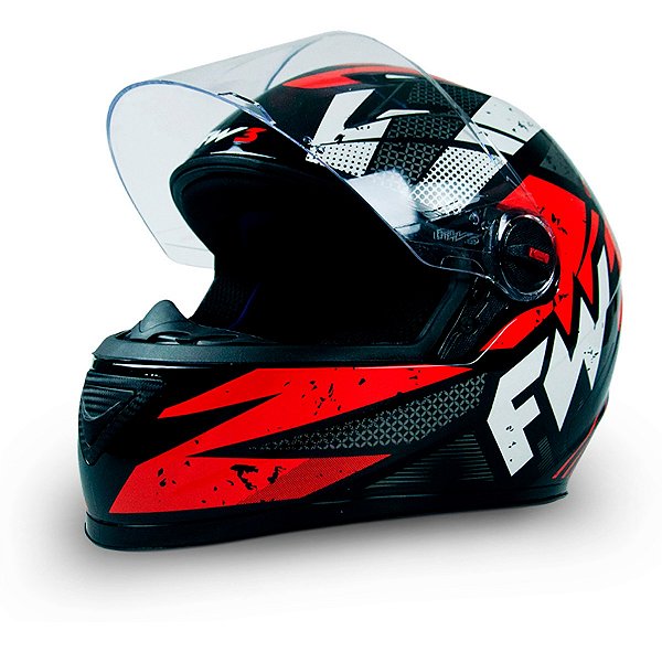 Capacete Moto Fechado GTN Speed Viseira Cristal Banco/Vermelho Inmetro Tamanho 60 - FW3