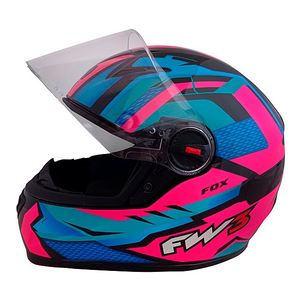 Capacete Moto Fechado GTN Fox Viseira Cristal Rosa Inmetro Tamanho 58 - FW3