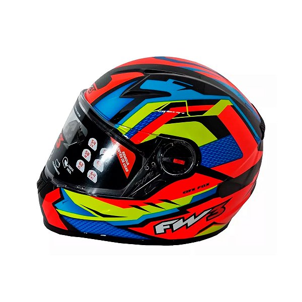Capacete Moto Fechado GTN Fox Laranja Viseira Cristal Inmetro Tamanho 60 - FW3