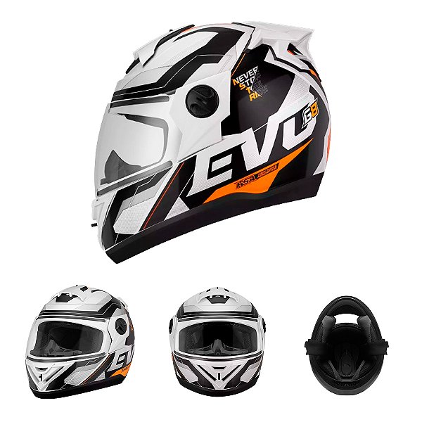 Capacete Moto Fechado Branco G8 EVO Viseira Cristal Inmetro Tamanho 56 CAP-717BC - Pro Tork