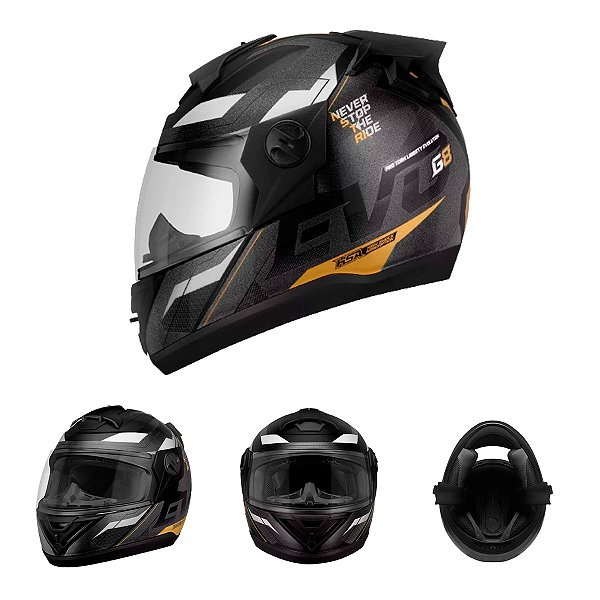 Capacete Moto Fechado Preto G8 EVO Viseira Cristal Inmetro Tamanho 60 CAP-719BLK - Pro Tork