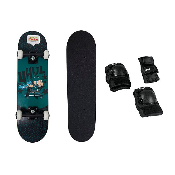 Skate Cebolinha Semi Profissional + Kit de Proteção Tamanho P Ajustável