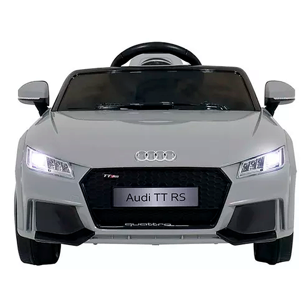 Carrinho Elétrico Audi TT RS 12V Controle Remoto Luzes/Som MP3 USB Velocímetro Digital Led Cinza - Bel
