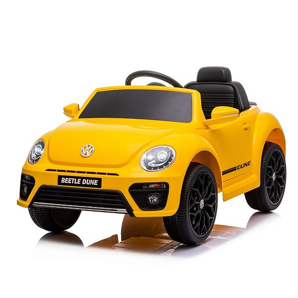 Carrinho Elétrico Infantil VW Beetle Dune Amarelo 6v Suporta 25kg Luzes/Som com Cinto de Segurança - Importway