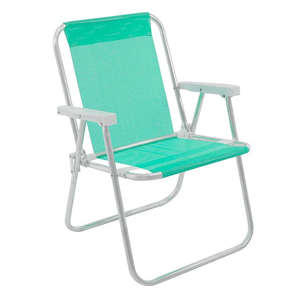 Cadeira de Praia Alta Verde Mormaii Lazy em Alumínio com Poliéster Suporta 110kg - Bel