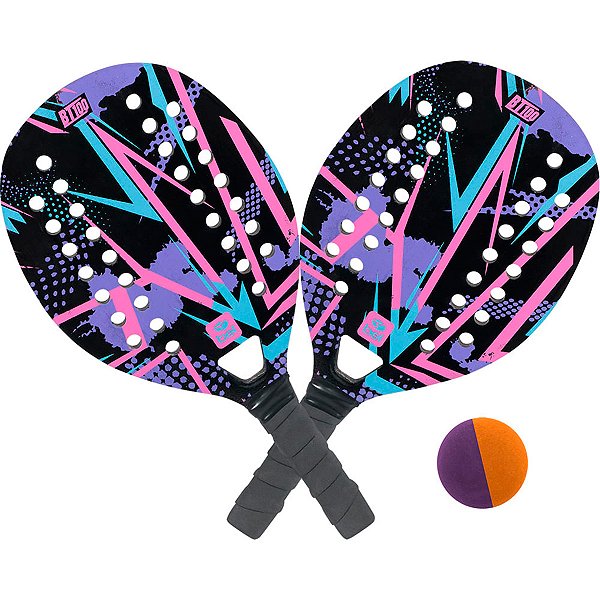 Kit Beach Tennis Lilás 2 Raquetes 1 Bolinha nº 3 BT100 Bel