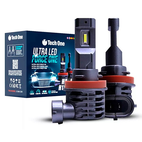 Par de Lâmpada Ultra Led Force One 6000K 4100Lm H8 H9 H11 H16 - Tech One