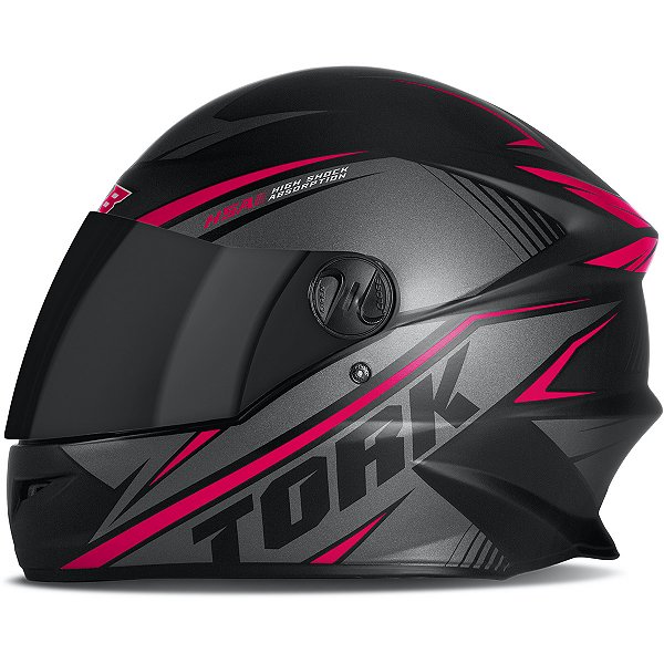 Capacete Moto Fechado R8 Pro Preto/Rosa Viseira Cristal Inmetro Tamanho 60 - Pro Tork