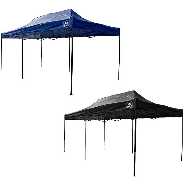 Tenda Gazebo Dobrável Pagoda 3m x 6m Oxford Azul ou Preto Bel Estrutura Articulada FPS 60