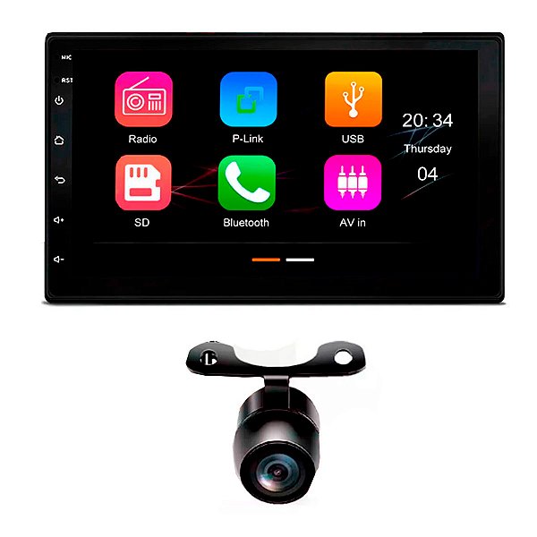 Central Multimídia Car Play/Android Auto 7 Polegadas - JR8 + Câmera de Ré ou Frontal 4K 180°