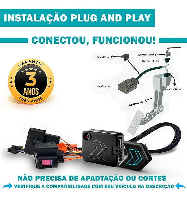 ShiftPower Nova Versão Chip Performance SFi Pedal Volkswagen Golf 6.9+ Atualizado - Faaftech