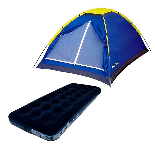 Kit 10x Barraca de Camping Tipo Iglu + 10x Colchão Inflável de Solteiro Bel