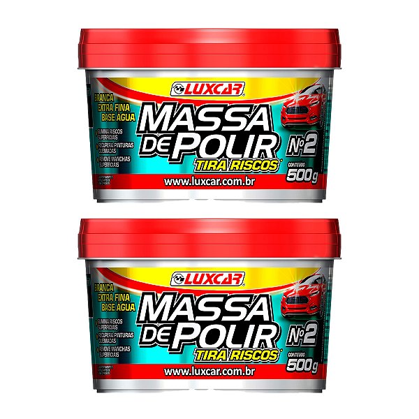 2x Massa De Polir Luxcar Tira Riscos Recupera Pintura Queimada