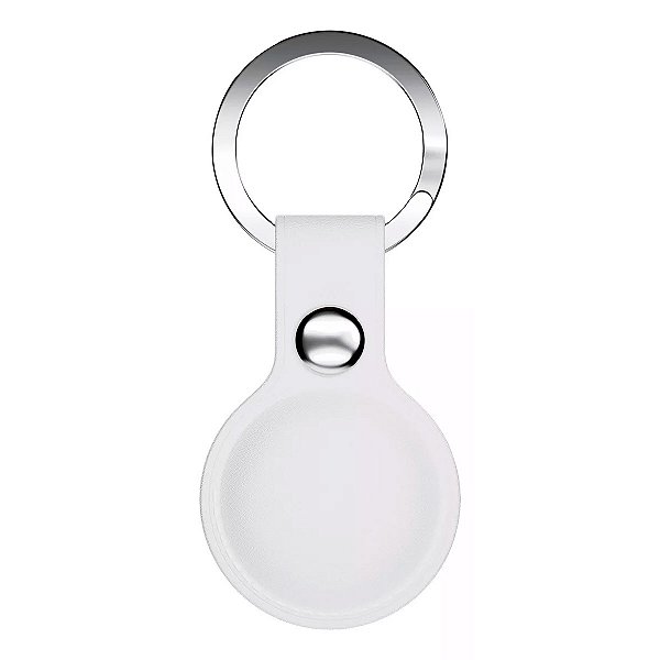 Chaveiro de Couro Faaftech Para Rastreador Faaftag Malas Branco