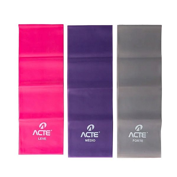 Kit 3 Faixas Elásticas C/Intensidades Leve Médio Forte Exercício Resistente Alongamento