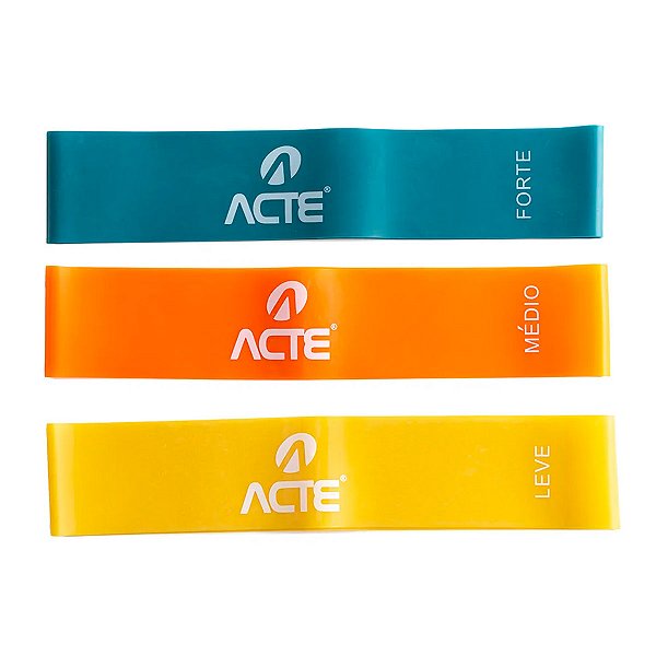 Kit Mini Band Acte Com 3 Níveis De Resistência Faixas Exercícios Em Casa MusculaçãoTreino Pilates