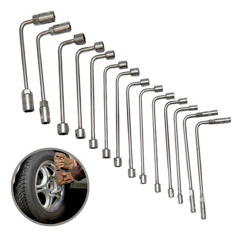 Jogo Chave Roda Biela L 14 Pçs 6 A 19mm Aço Carbono Cromado