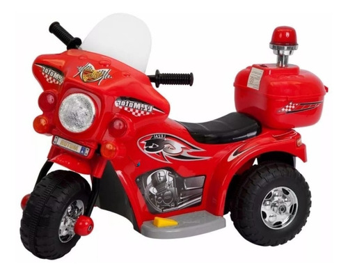 Mini Moto Elétrica Infantil Triciclo Criança Bateria Recarregável 6v Importway Bw002 Polícia Bivolt Cor Vermelho