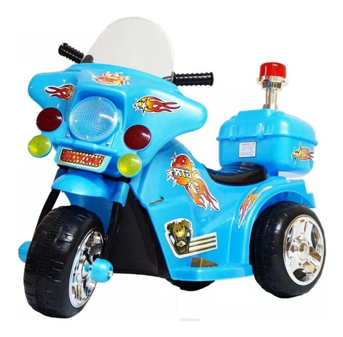 Mini Moto Elétrica Triciclo Infantil Polícia Importway Bw006 Cor Azul