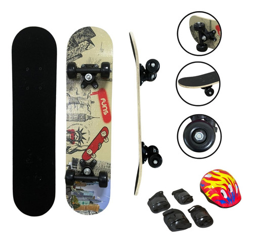 Kit Skate Infantil Completo Com Acessórios Importway Bw-013m Monumentos