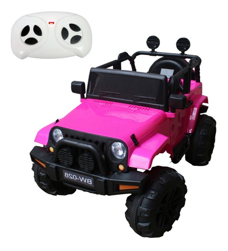 Mini Jipe Elétrico Infantil Criança Com Controle Remoto Carro Rosa Bw028rs