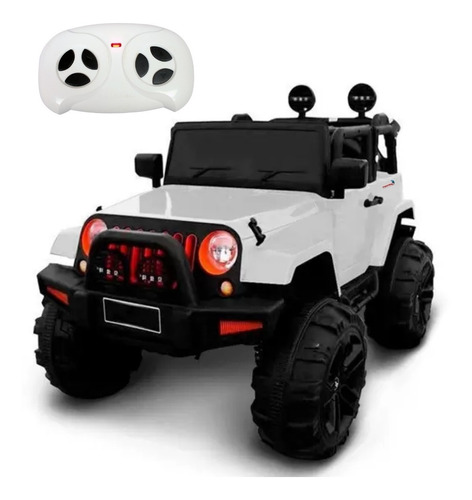 Mini Jipe Elétrico Infantil Criança Com Controle Remoto Carro Branco Bw028br