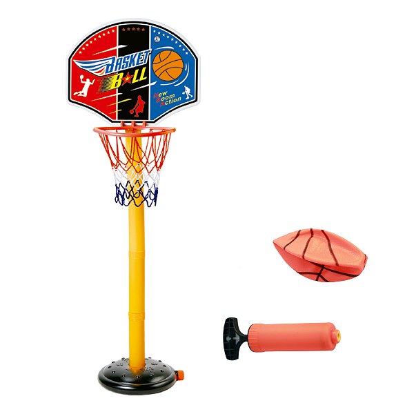 Cesta De Basquete Infantil Tabela Bola E Inflador Regulável