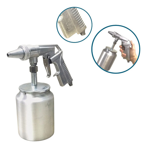 Pistola De Pintura Sucção Copo 1000ml 1 Bico 0,6mm Alumínio Cor Cromado