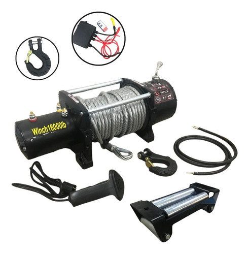 Guincho Elétrico  Para Reboque 16000lb 7257 Kg 12v Quadriculo Jipe Carro Barco