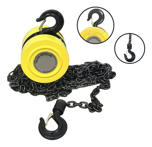 Talha Manual 1 Toneladas 1000 Kg Com Corrente 1,5 Metros