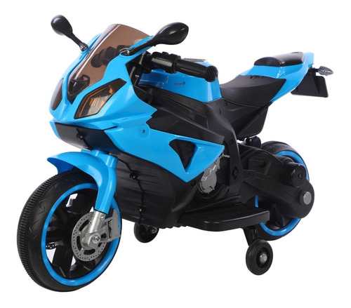 Mini Moto Motinha Infantil Elétrica Com Farol Rodas Led Cor Azul