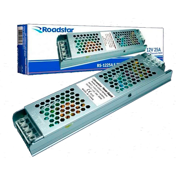 Fonte de Alimentação Chaveada Colmeia Slim Eletrônica Automática12V DC 25A RS-1225A F 300W-Roadstar