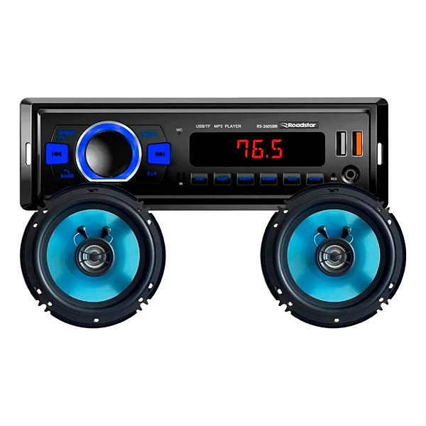 Kit Radio Automotivo 1 din + 2 Alto Falantes 6 Polegadas 50w Rs-2660BR - Roadstar