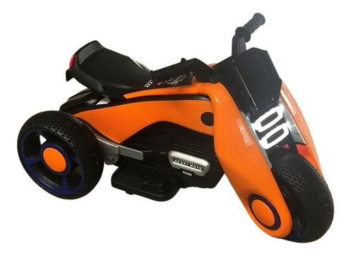 Mini Moto Elétrica 6v Triciclo Futurista Criança Infantil Led Som Usb Laranja Brinqway Bw-223 Bivolt