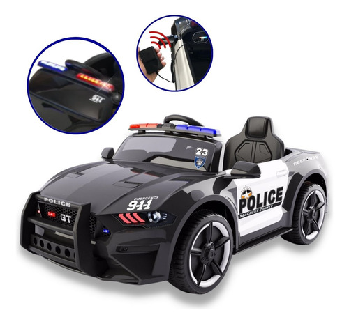 Mini Carro Polícia Usa Charger Luzes Mp3 Controle Remoto