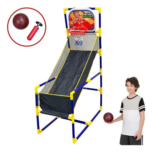 Cesta Basquete Infantil 1,3m Bola Inflador Retorno Parquinho