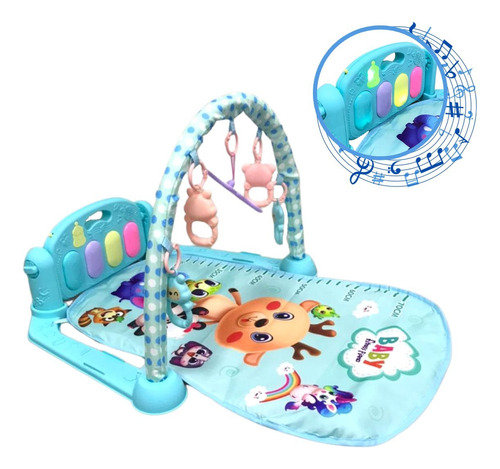 Tapete Interativo Bebê Infantil Brinquedo Musical Som E Luz Cor Azul